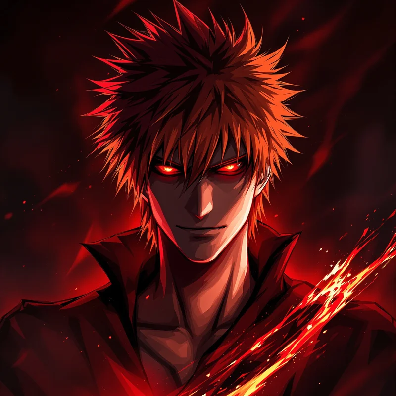 dark Ichigo avatar portrait with glowing spiritual effects for strong online profile art