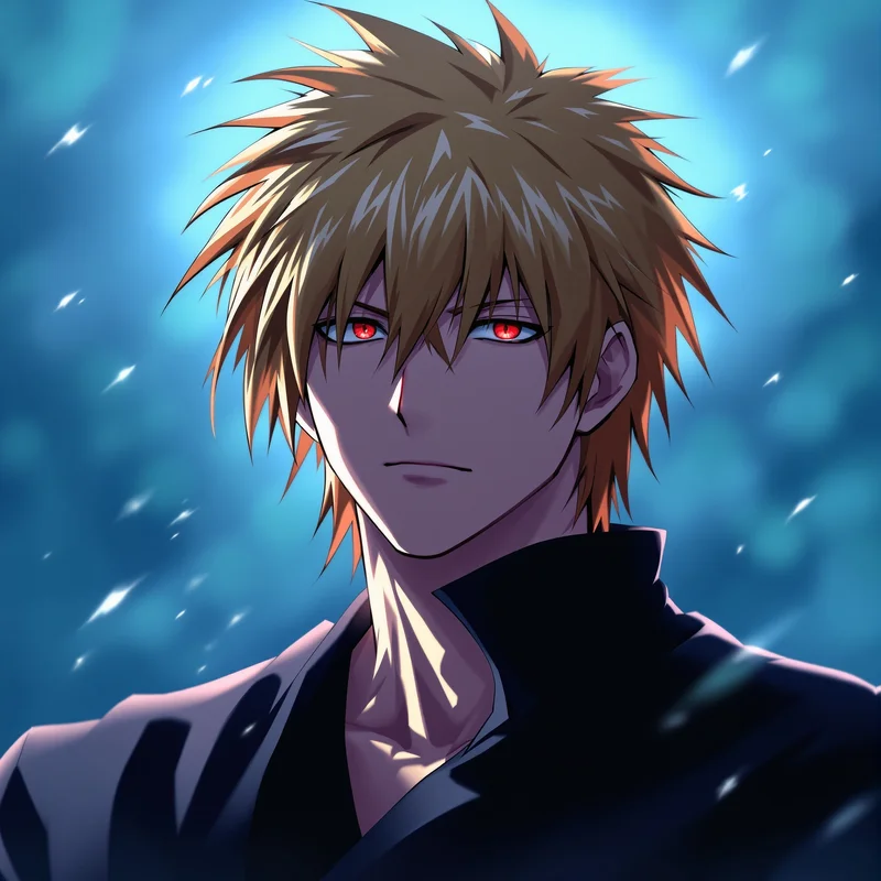 centered Ichigo PFP portrait with strong shadow lighting for anime account visuals