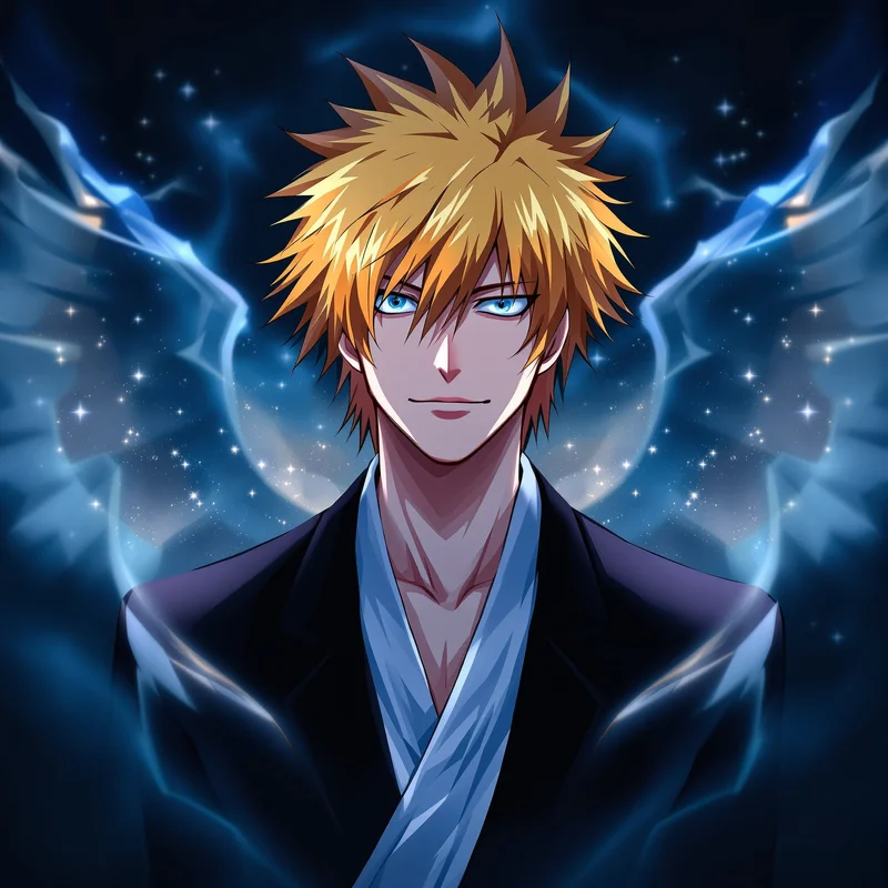 soul reaper Ichigo profile icon with glowing spiritual effects for Bleach PFP styling