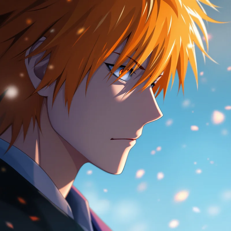 soul reaper Ichigo profile icon with blue spiritual energy for messaging profile icons