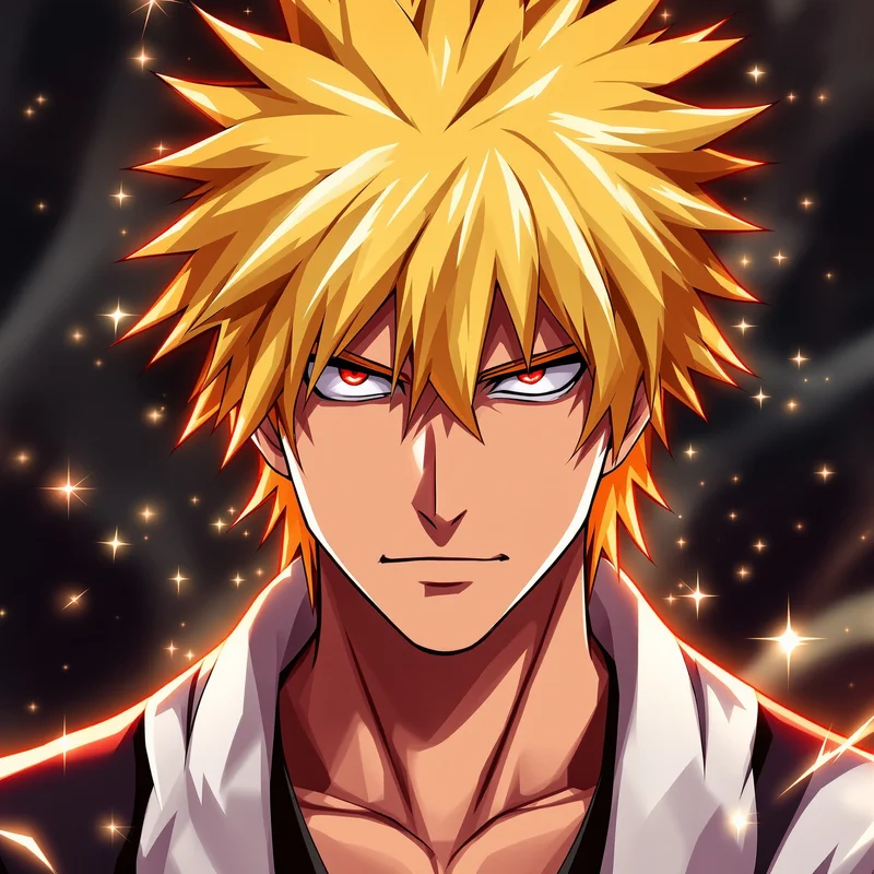 centered Ichigo PFP portrait with glowing spiritual effects for anime icon design