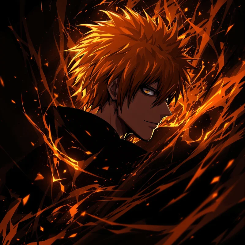 Ichigo anime profile avatar with battle-ready expression for avatar display