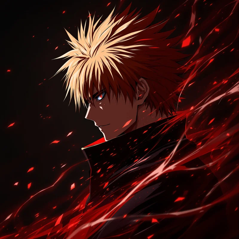 intense Ichigo anime portrait with blue spiritual energy for profile picture use