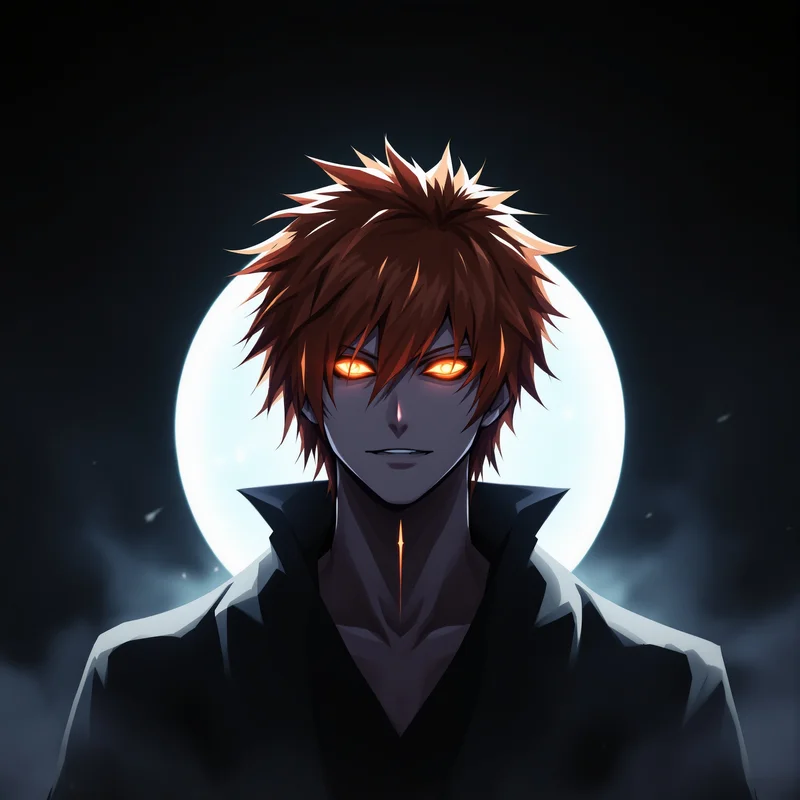 Ichigo anime profile avatar with dark anime lighting for avatar display