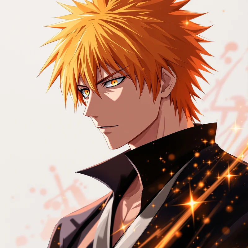 dark Ichigo avatar portrait with glowing spiritual effects for social avatar use
