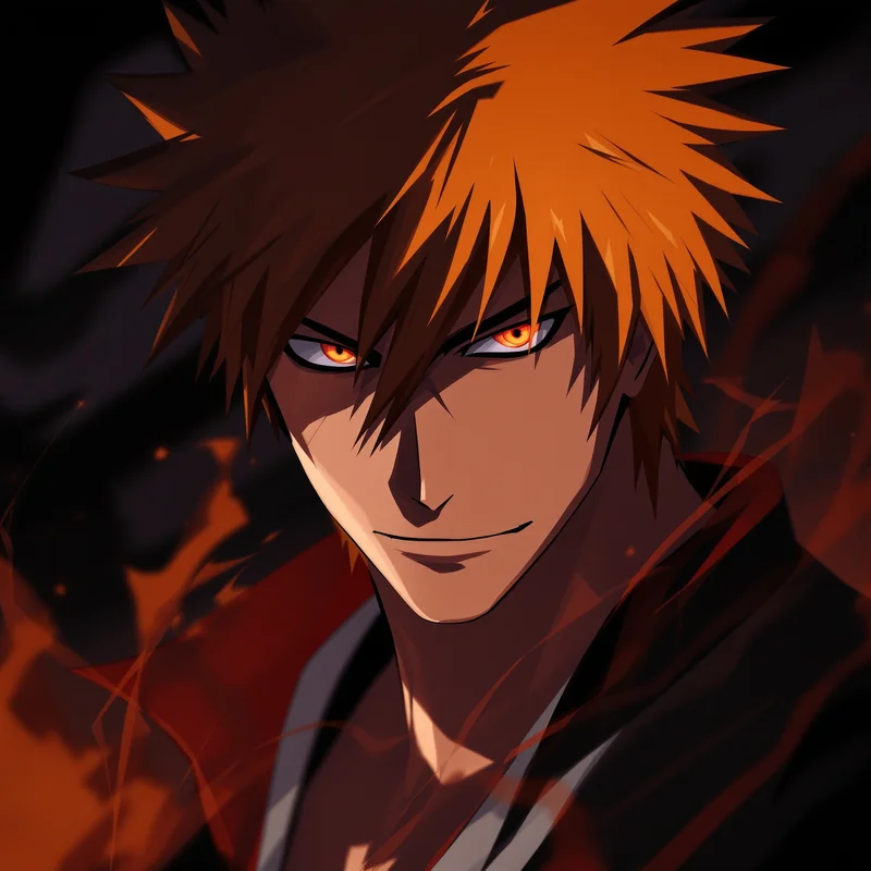 centered Ichigo PFP portrait with blue spiritual energy for profile picture use
