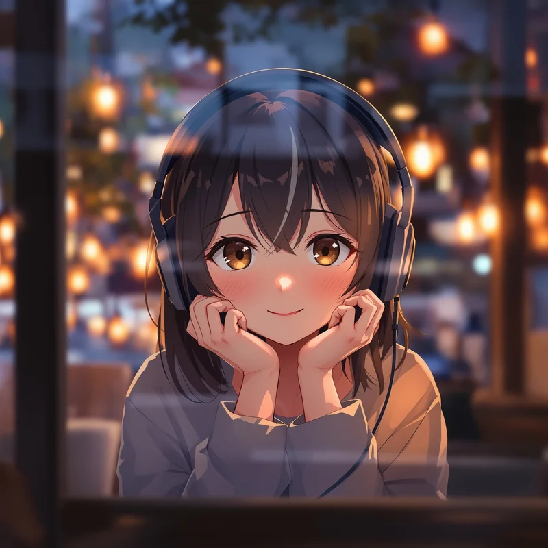 cozy cafe instagram anime pfp with warm lifestyle mood