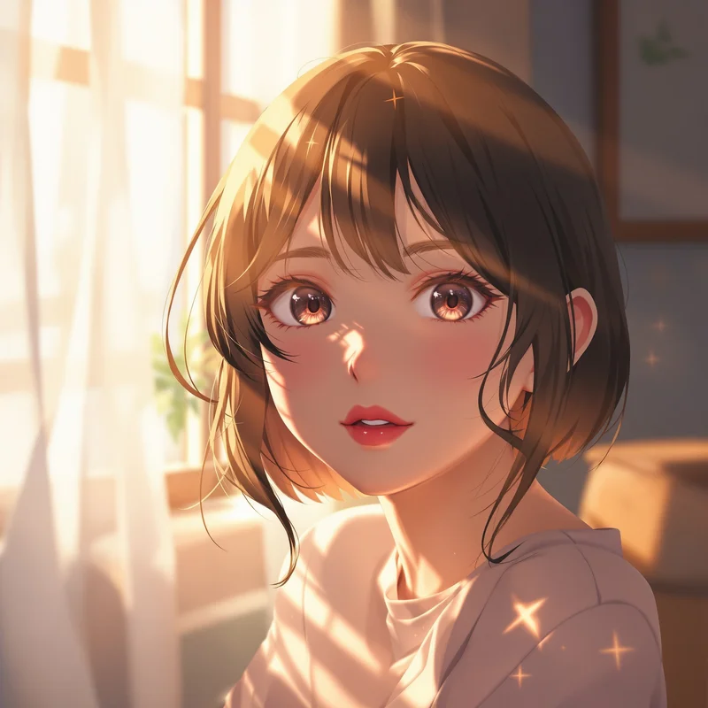 dreamy instagram anime pfp with natural window light