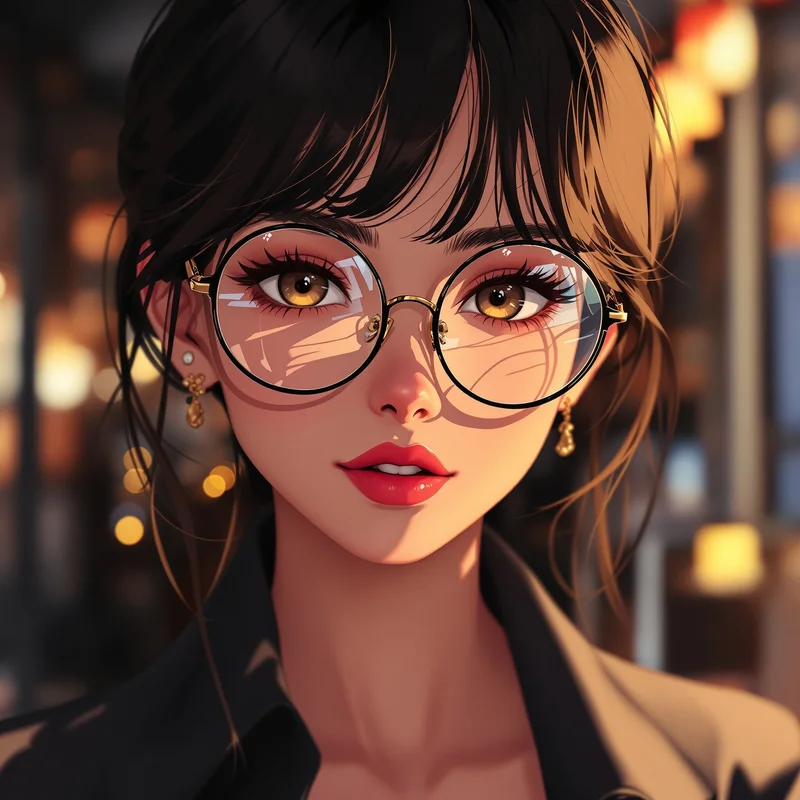 fashion glasses instagram anime pfp with influencer aesthetic