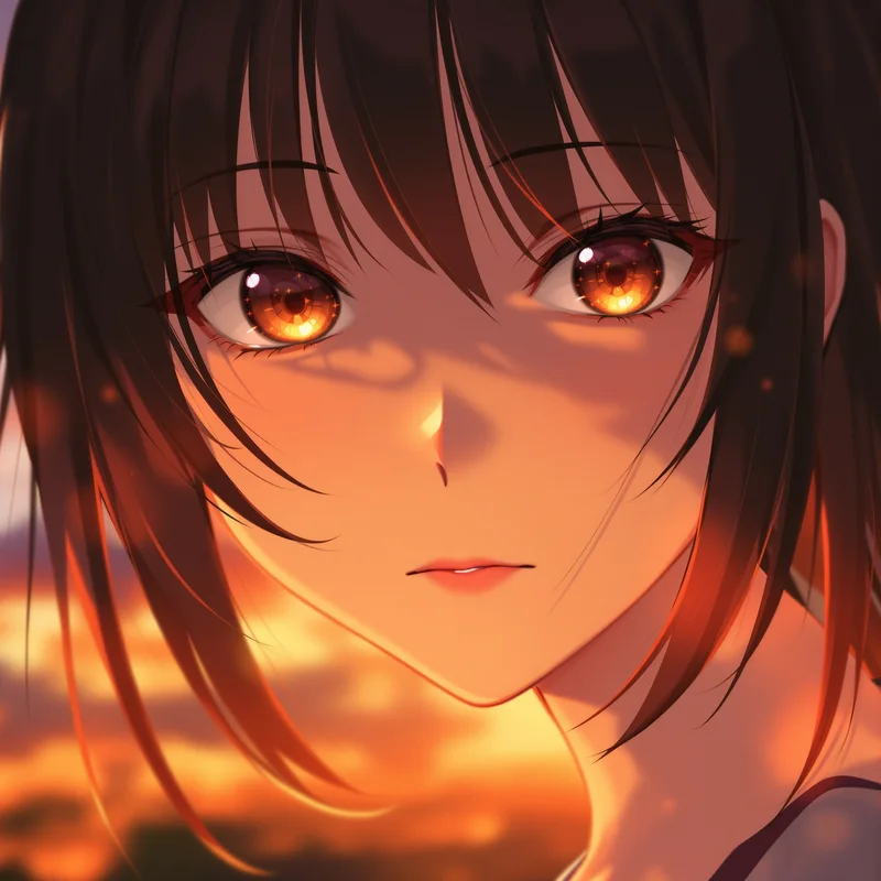 golden hour instagram anime pfp with warm cinematic glow