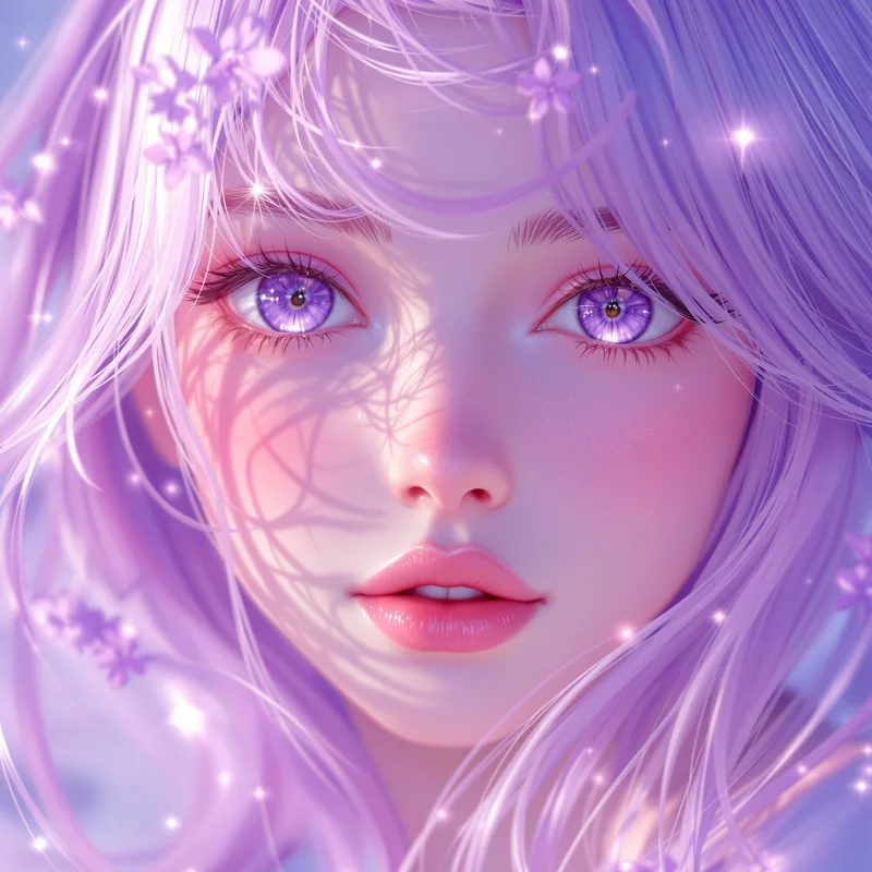 lavender dream instagram anime pfp with soft purple glow
