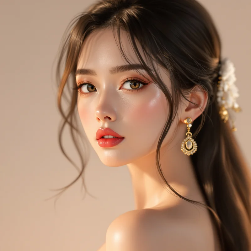 soft luxury instagram anime girl pfp with beige gold aesthetic