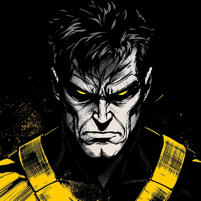 Comic noir Invincible PFP with monochrome shadows