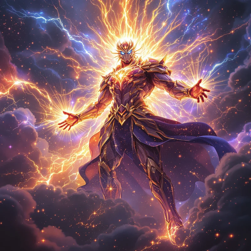 Cosmic god Invincible PFP with divine superhero aura