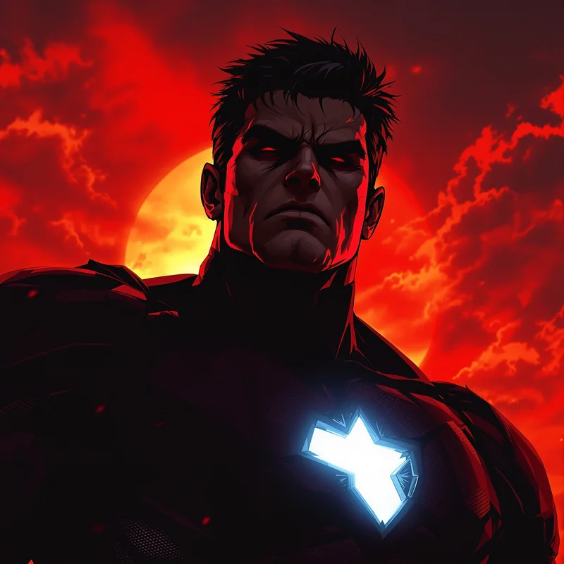 Crimson sunset Invincible PFP with cinematic shadows
