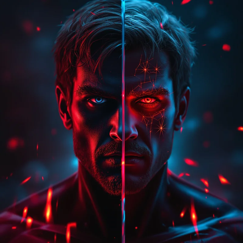 Mirror split Invincible PFP with dual identity contrast