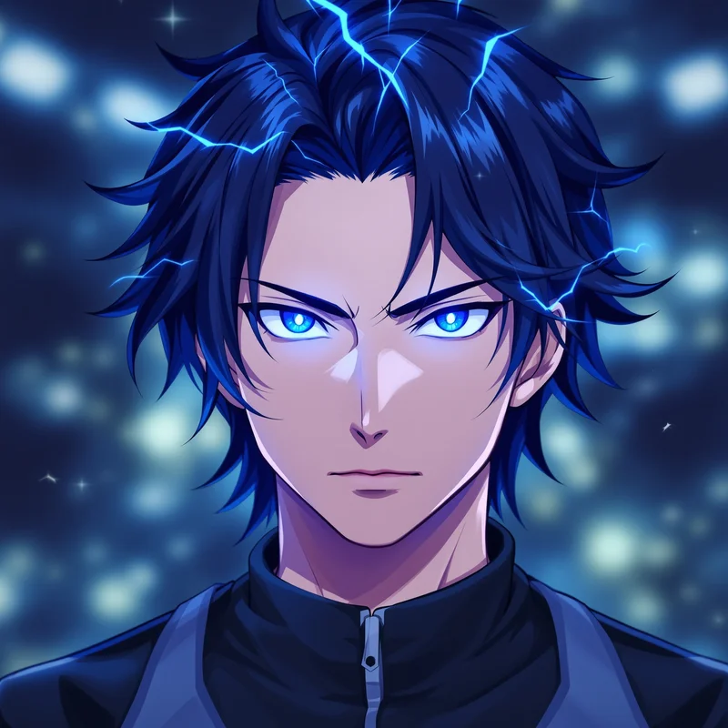 centered Isagi PFP portrait with cool blue atmosphere for social avatar use