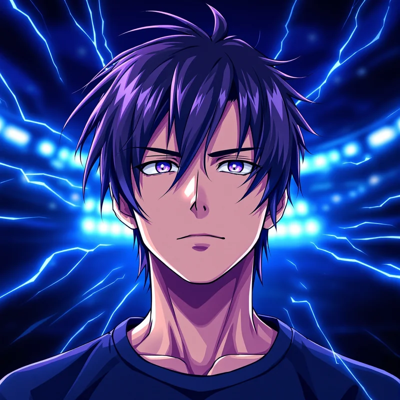 Isagi anime character portrait with intense anime lighting for strong online profile art