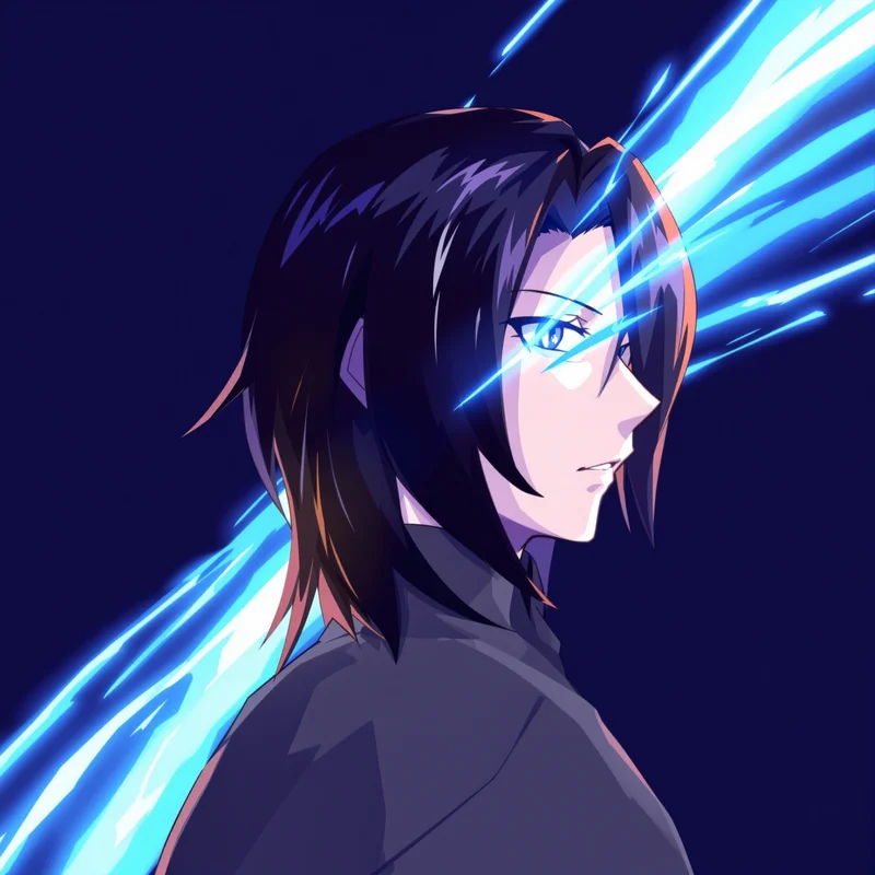 centered Isagi PFP portrait with cool blue atmosphere for anime icon design