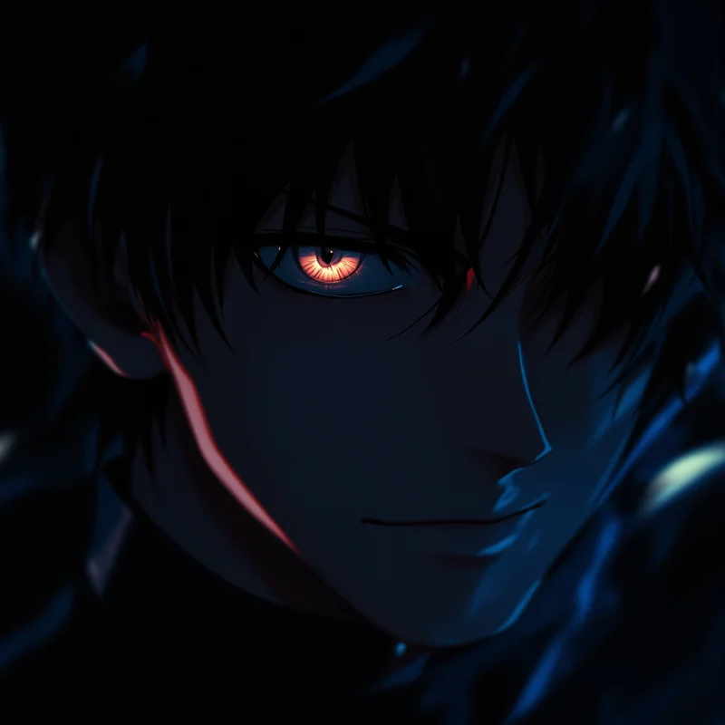 Yoichi Isagi PFP with dark shadow contrast and intense eye focus