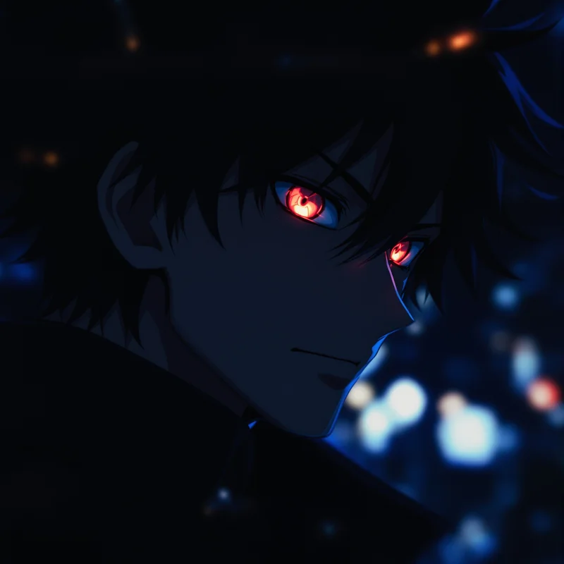 Yoichi Isagi PFP with night lighting and intense eye contrast
