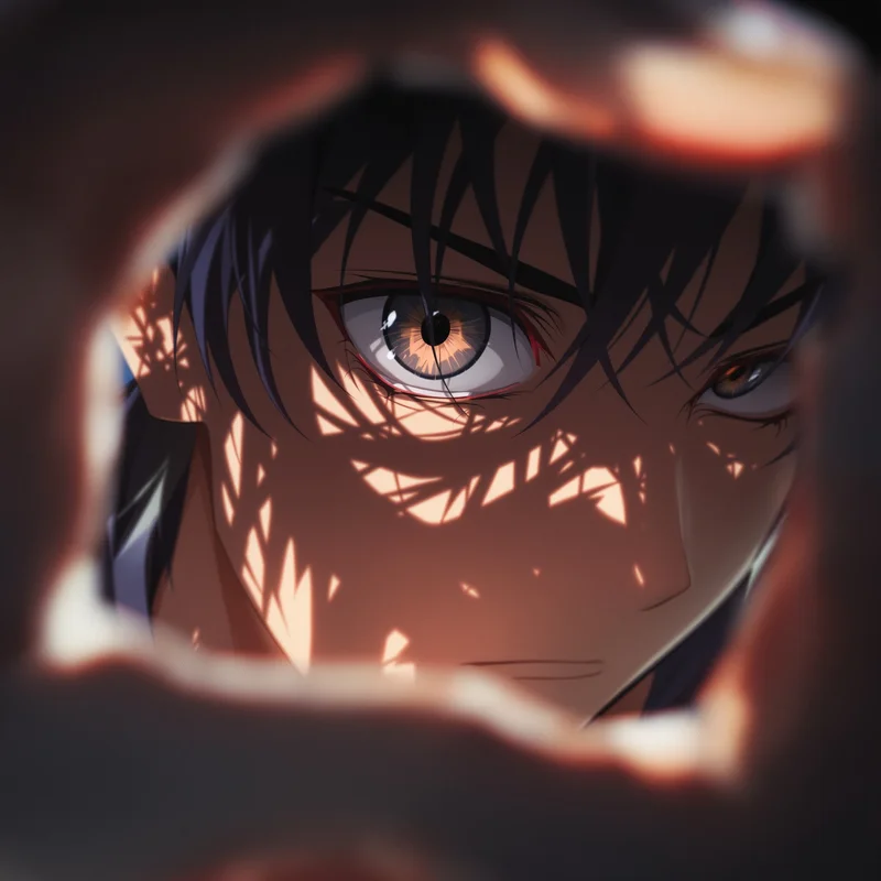 Yoichi Isagi PFP with shadow framing and focused eye composition