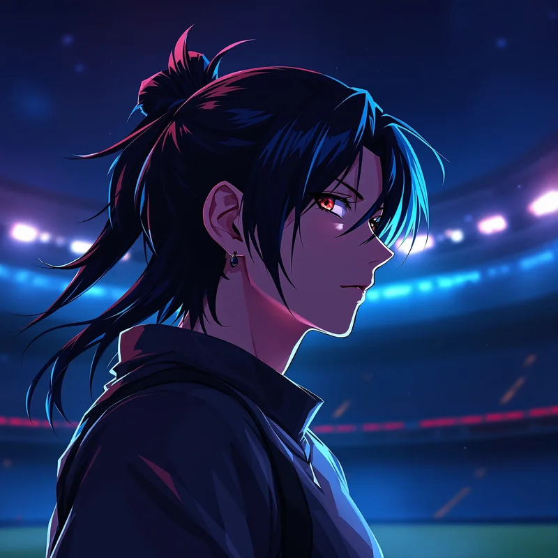 Isagi anime profile avatar with sharp shadow lighting for strong online profile art