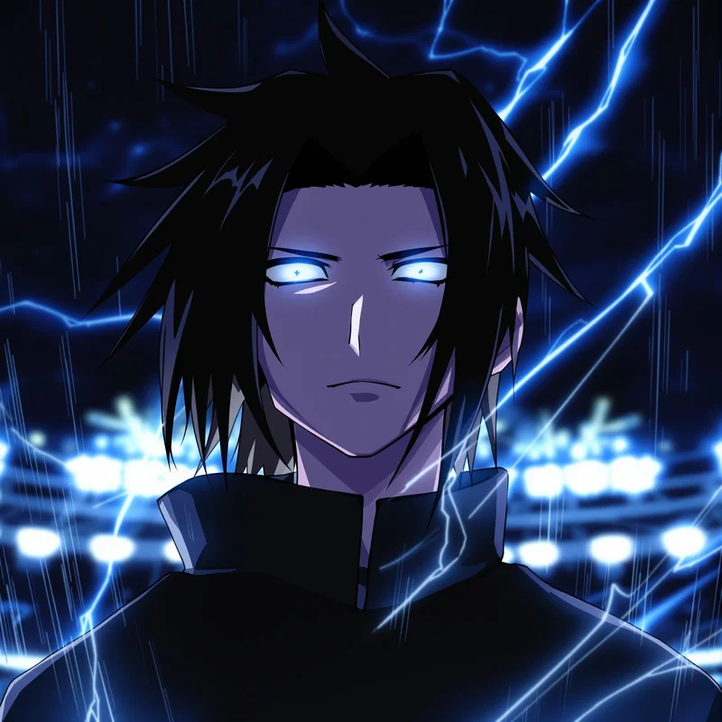 Isagi anime avatar portrait with intense anime lighting for strong online profile art