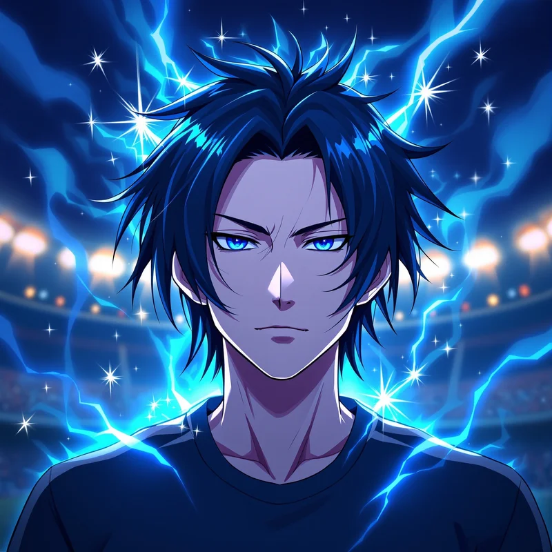 Isagi anime profile avatar with intense anime lighting for strong online profile art