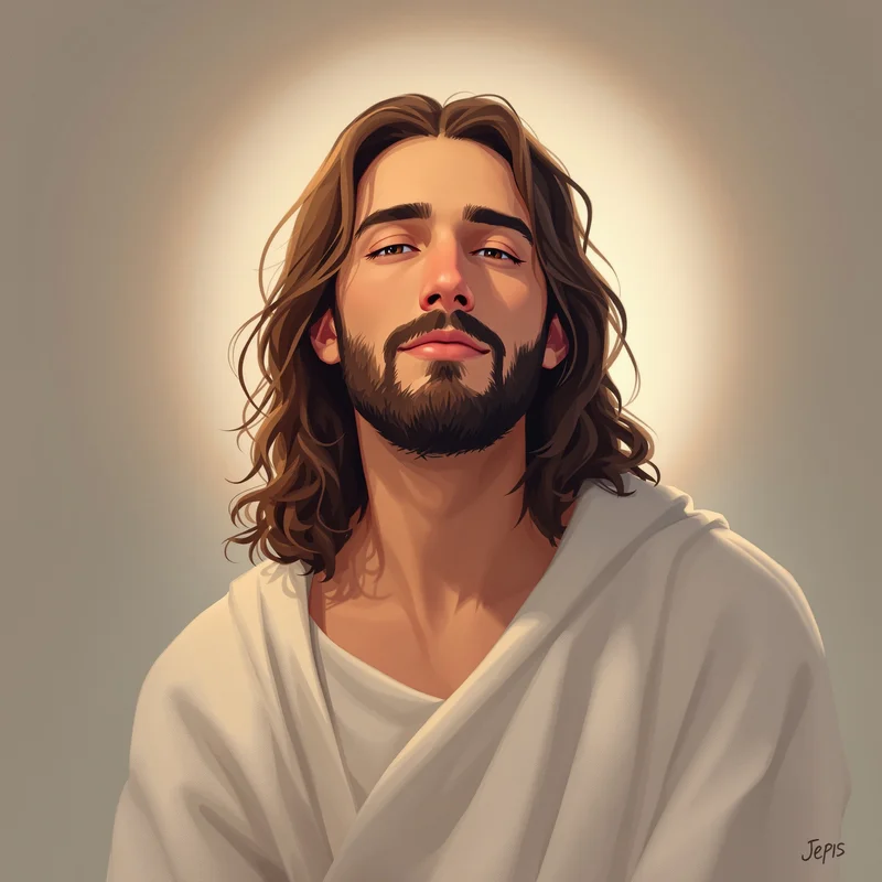 calm Jesus profile with light gradient background for digital identity