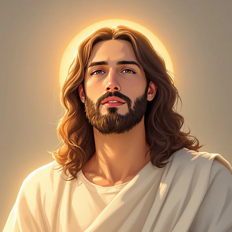Jesus digital avatar with peaceful light for spiritual profile display