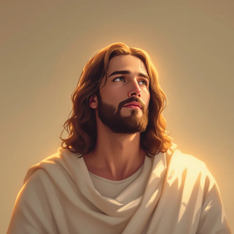 Jesus digital avatar with gentle halo effect for digital identity