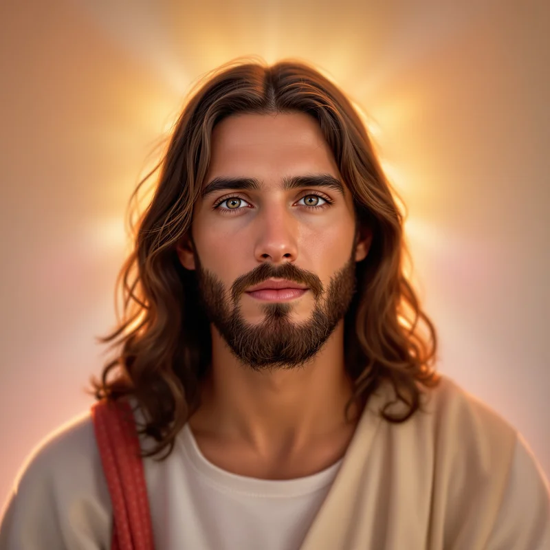 calm Jesus profile with golden light for digital identity
