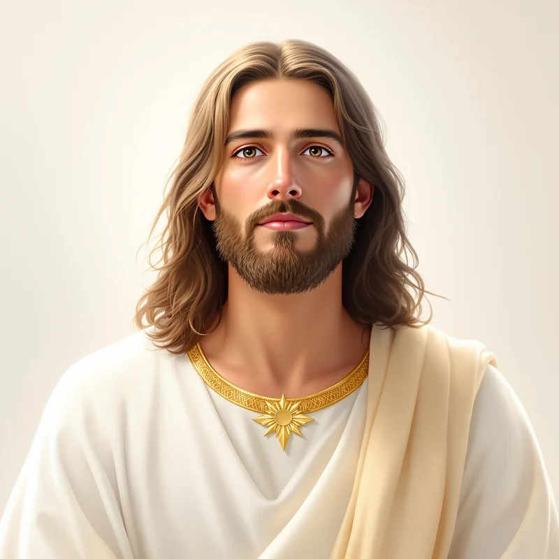 Jesus digital avatar with peaceful light for profile picture use