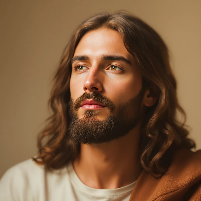 calm Jesus profile with warm tones for profile picture use