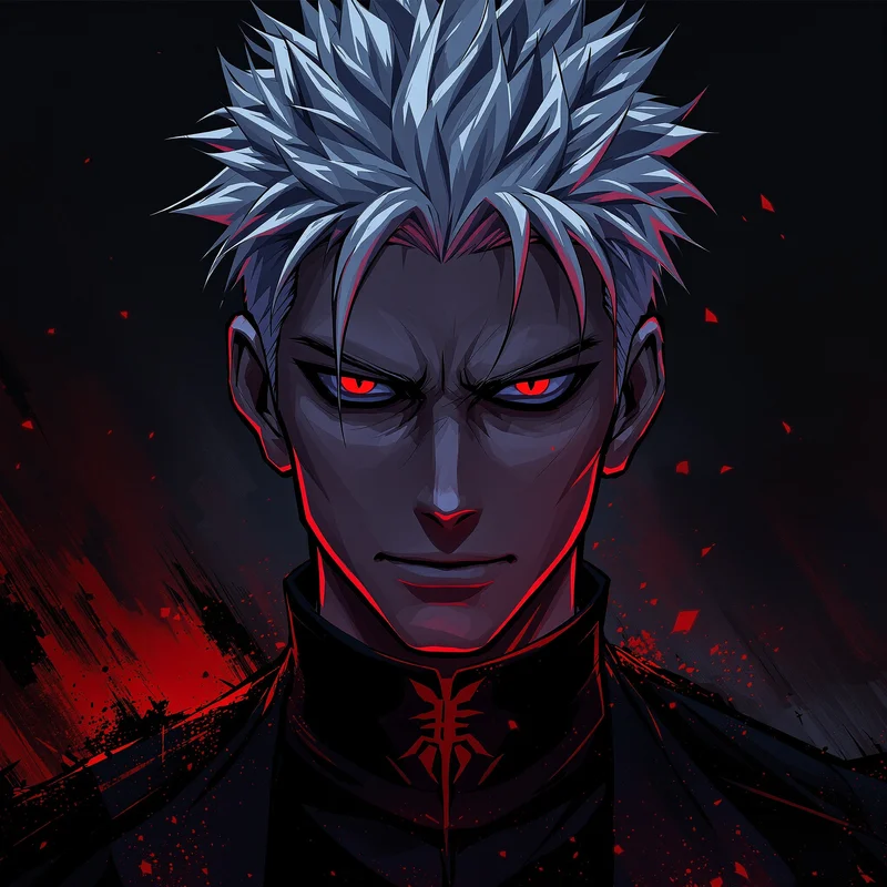 centered JJK PFP portrait with strong shadow lighting for strong online profile art