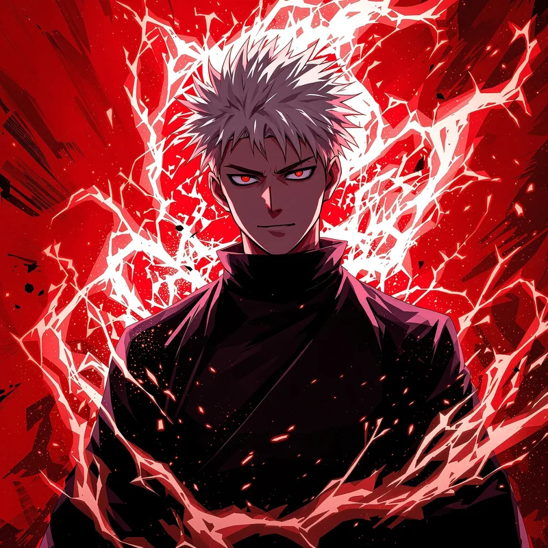 intense JJK avatar portrait with anime energy lighting for anime account visuals