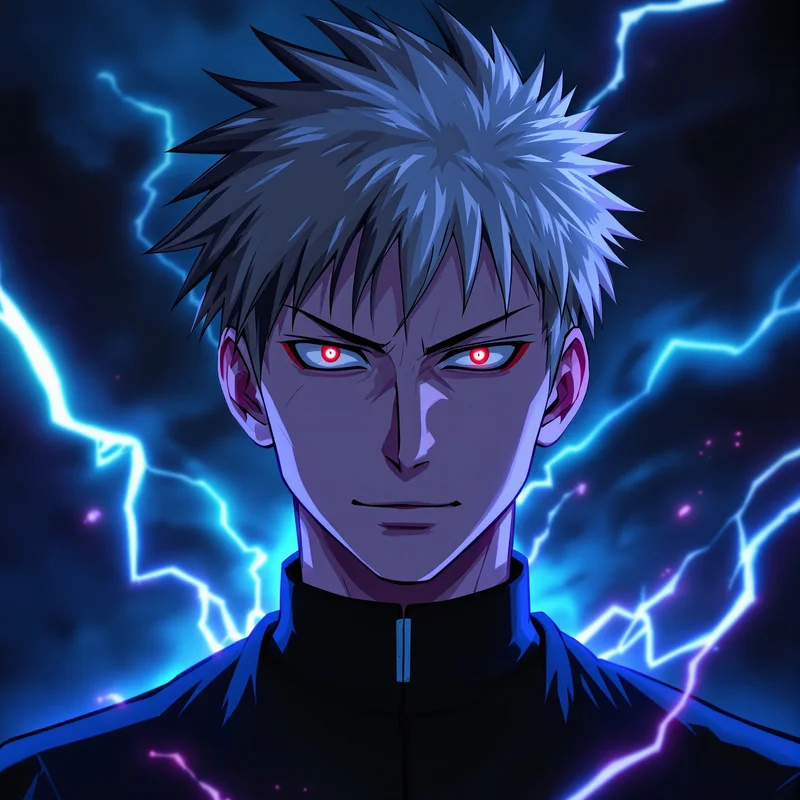 centered JJK PFP portrait with cursed energy aura for anime icon design