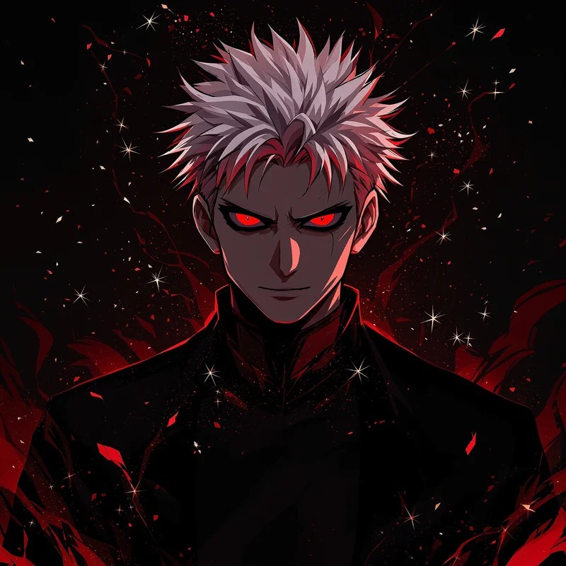 cursed energy anime portrait with clean square composition for anime icon design