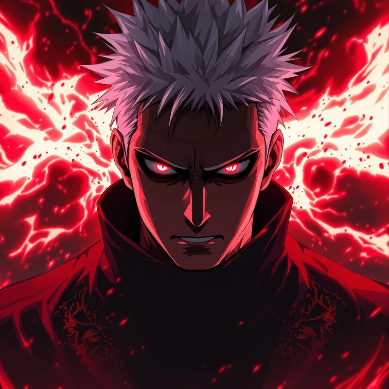 centered JJK PFP portrait with anime energy lighting for dark anime PFP styling