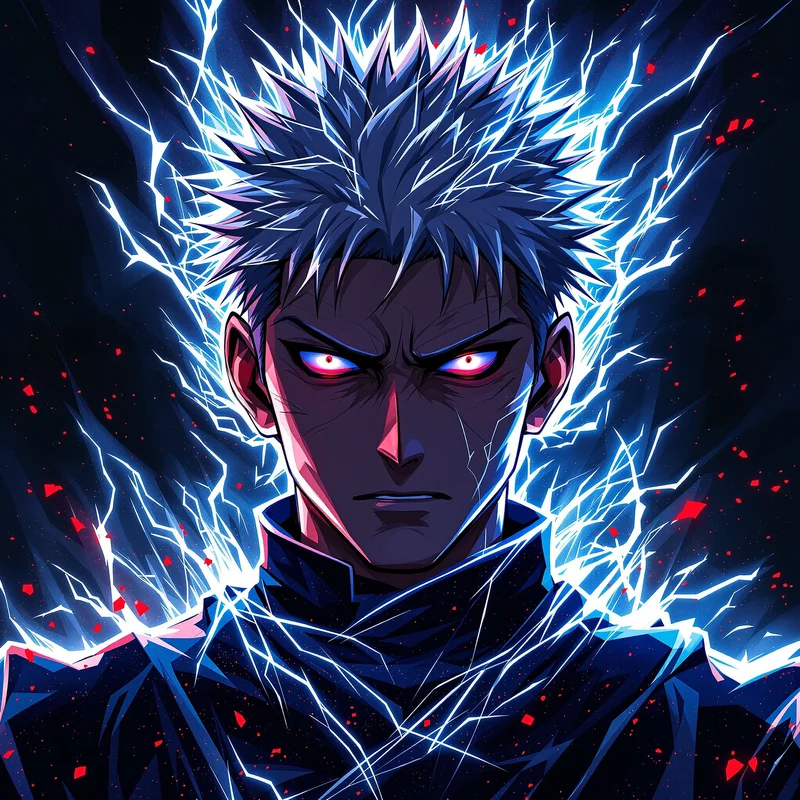 intense JJK avatar portrait with cursed energy aura for dark anime PFP styling