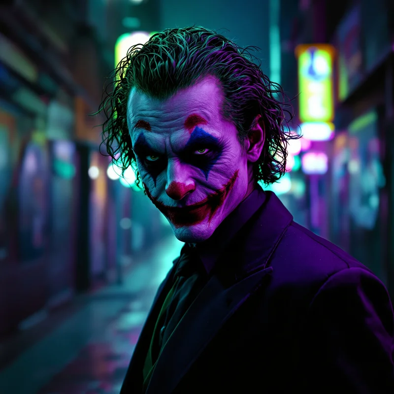 Gangster Joker PFP with neon alley lighting