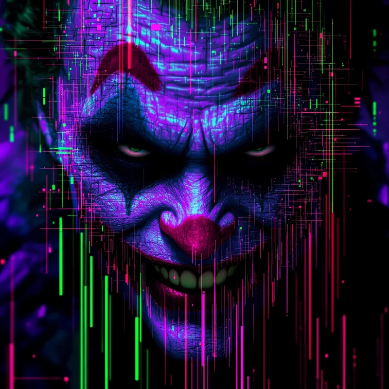 Glitch Joker PFP with corrupted smile and neon distortion