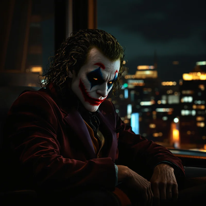 Luxury hotel Joker PFP with lonely villain mood