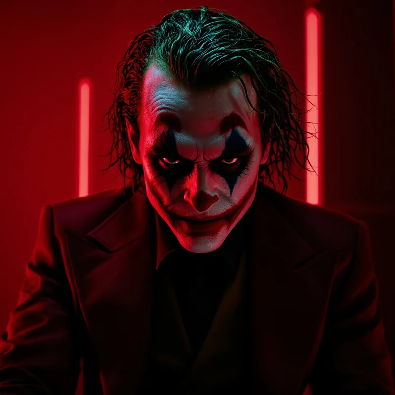 Joker PFP in red room with cinematic isolation