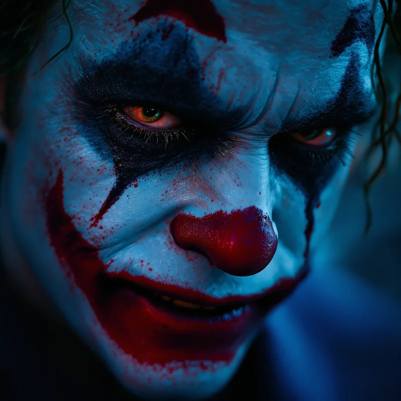 Joker PFP with forced smile and smeared emotional makeup