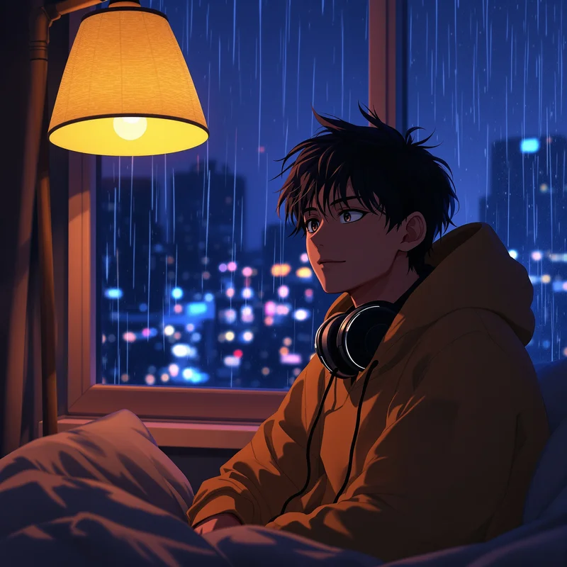 Anime Juice WRLD rainy window avatar.