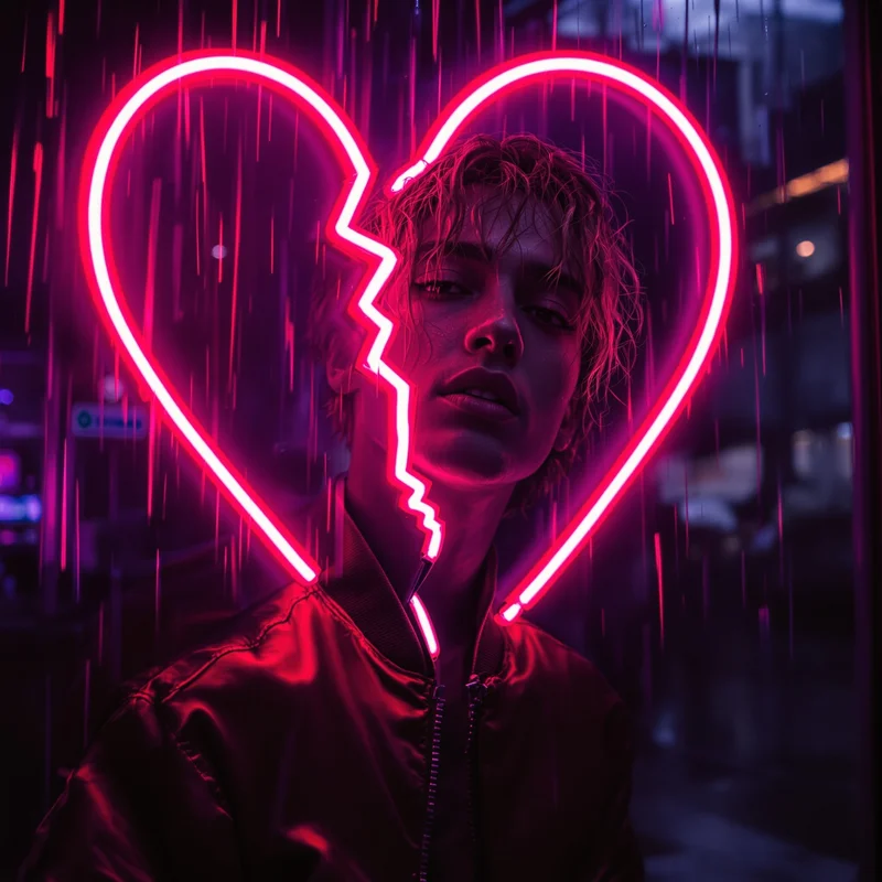 Juice WRLD broken heart neon PFP.