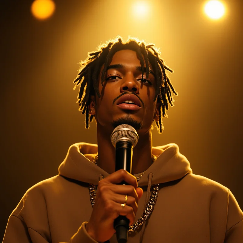 Juice WRLD golden mic aura PFP.
