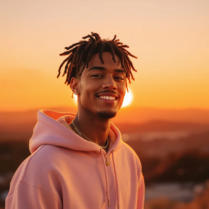 Juice WRLD orange sunset smile avatar.